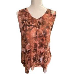 SUSAN LAWRENCE Polyester Floral Sleeveless Blouse Size S